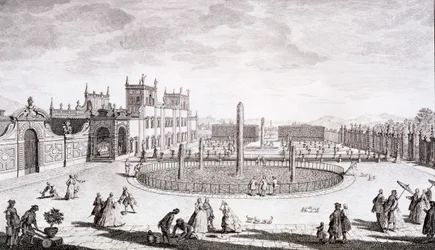 Utsikt över Villa di Sesto, från "Views of Toscany" av Giuseppe Bouchard, publicerad 1744-57